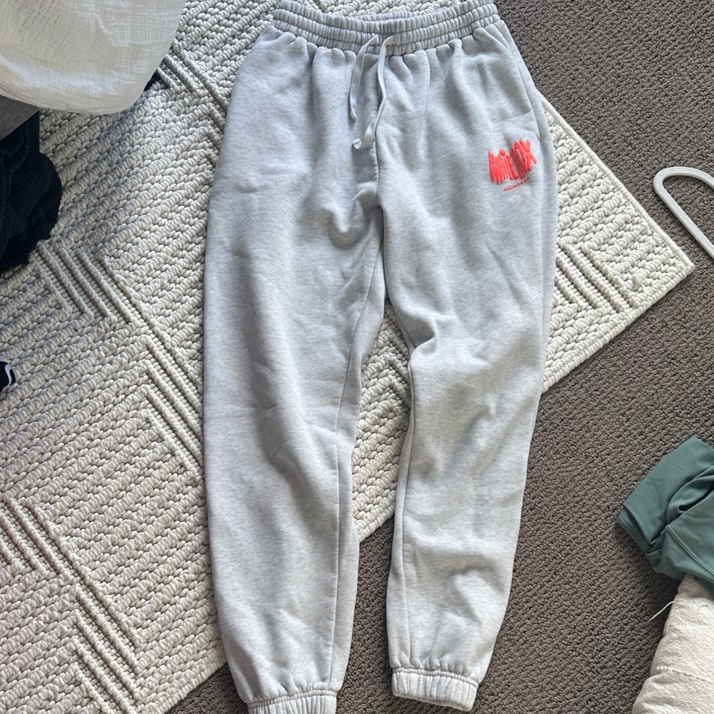 White Fox Boutique Gray Joggers with Red Logo